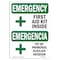 Signmission Safety Sign, OSHA EMERGENCY, 5" Height, First Aid Kit Inside Bilingual, Landscape OS-EM-D-57-L-10322 - alternate 1